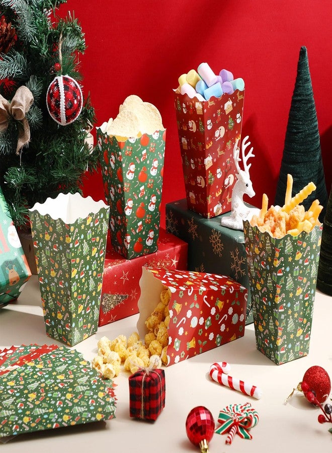 Faccito 48 Pcs Christmas Popcorn Boxes Christmas Tree Snowman Popcorn Boxes Xmas Party Treat Container Red Green Snack Buckets Mini Candy Paper Holder for Holiday Movie Night Party Favors Supplies - Image 5
